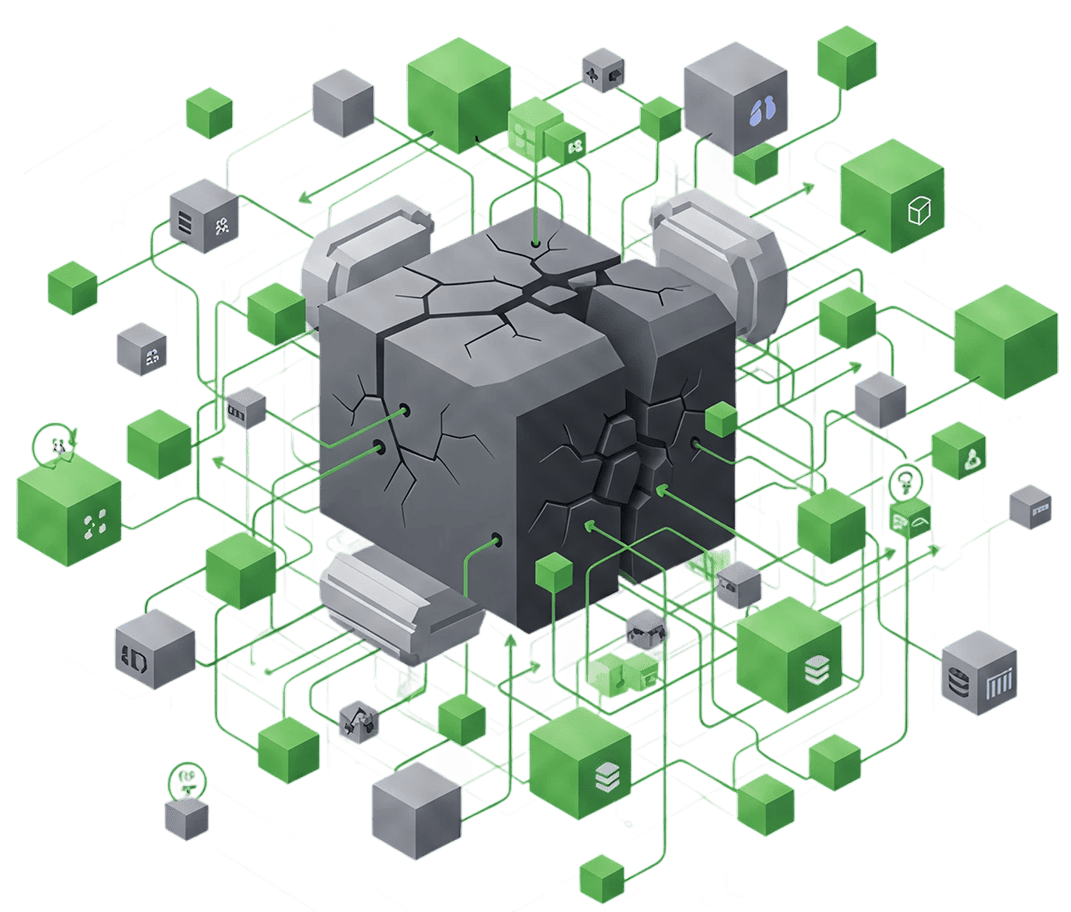 Monolith to Microservices Transformation Illustration